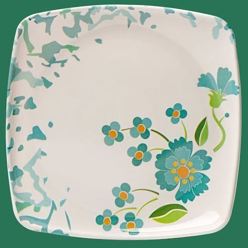 Designer Plates 3 - Ceramic 10x10 Inches White, Floral Design | Elegant, Durable, Microwave Dishwasher Safe