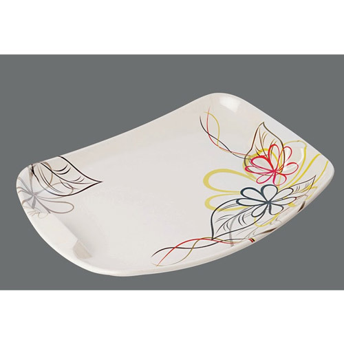 Unitak Rice Plat - Melamine 12x8 Inches, Off-White | Floral Design, Microwave Safe, Durable, Easy to Clean