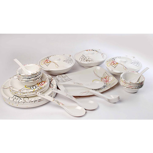6 Pcs Dinner Set - Melamine, Round | Durable, Elegant Design, Microwave & Dishwasher Safe