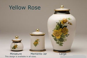 Pottery Ashes Urn - Yellow Roses By OTTO INTERNATIONAL