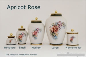 Pottery Ashes Urn - Apricot Rose