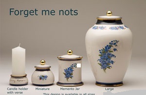 Pottery Ashes Urn - Forget Me Notes