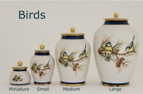 Pottery Ashes Urn- Birds