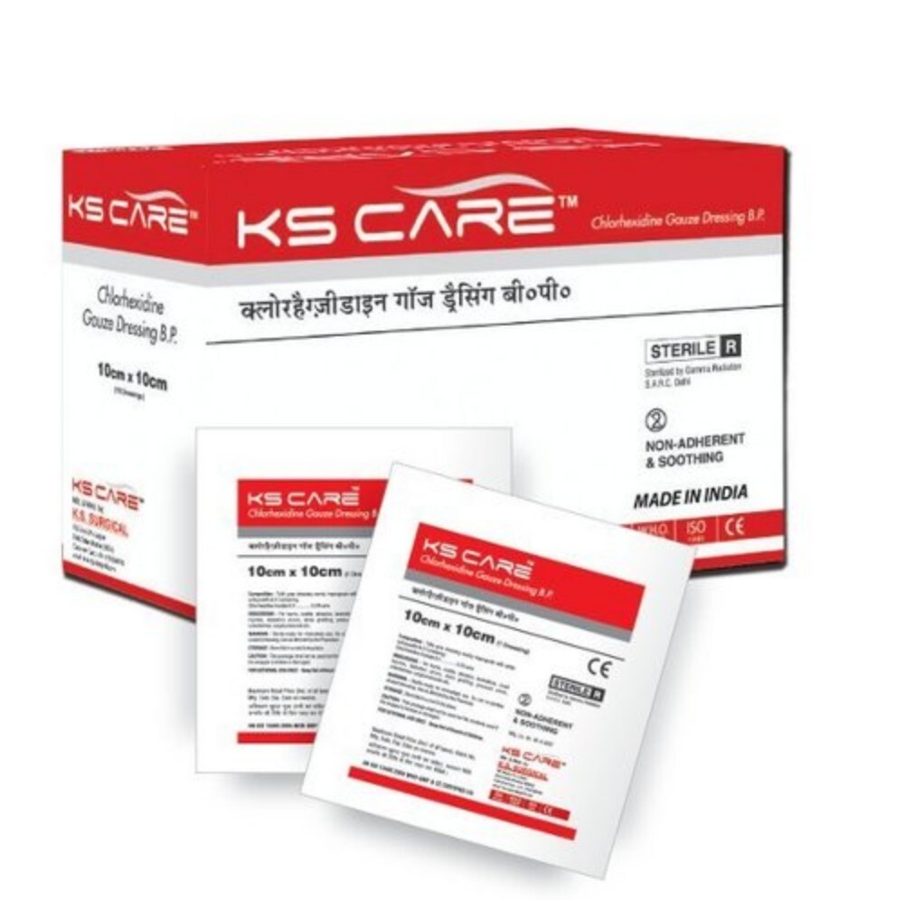 Chlorhexidine Gauze Dressing - Size 10cm x 10cm & 10cm x 30cm | Non-Adherent, Anti-Septic Tulle Impregnated with Chlorhexidine Acetate 0.5%