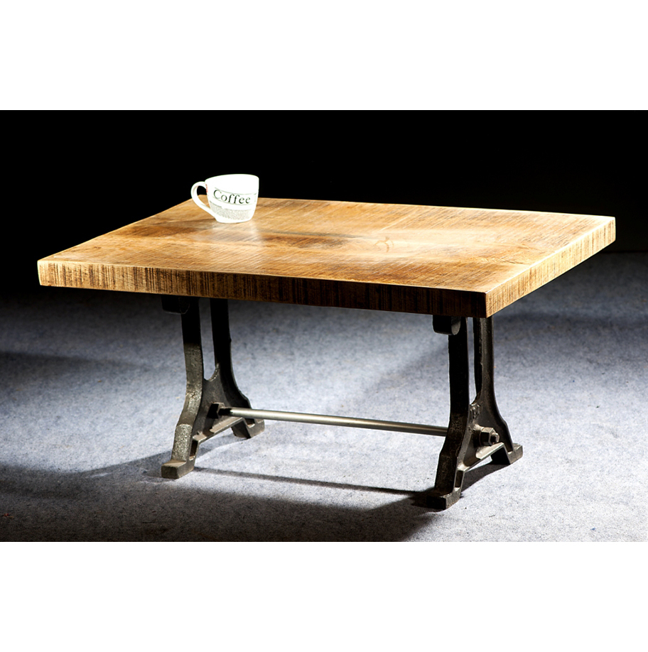 Industrial Table - Wood and Metal, 36x24x18 Inches, Brown | Durable, Stable, Stylish, Versatile, Strong, Easy Assembly, Space Saving, Cast Iron Legs, 250 lbs Load Capacity