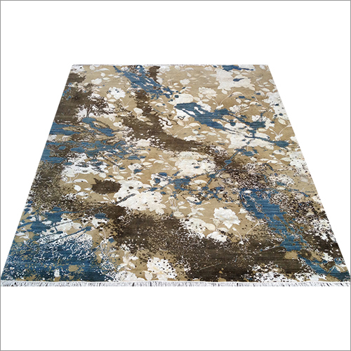 Contemporary Brown and Blue Hand Knotted Carpet