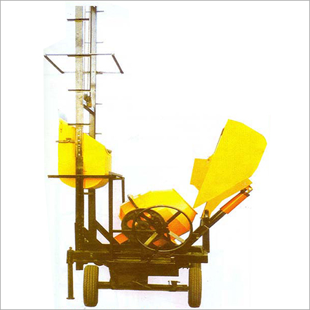 Two Pole Lift Mixer with Hydraulic Hopper - Steel 0.5m³ Yellow, 5 HP Motor, 3m Lift Height, Durable Design