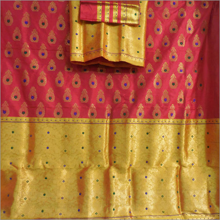 Pat Silk with Jodi and cotton thread mekhela sador
