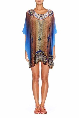 Short Kaftan - Silk, S-xl, V-neck, Half Sleeves | Stylish, Comfortable, Lightweight, Digital Print