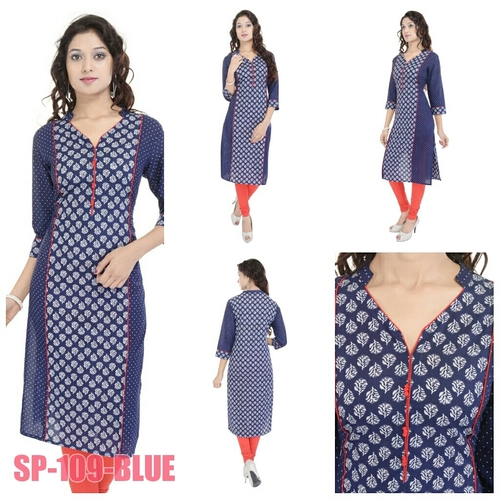 SP-109 - Cotton, 44 Inches, Blue | Stylish, Comfortable, Lightweight, Daily Wear Kurti