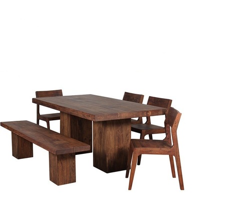 Modern Wooden Dining Set - Hardwood, 6 Seating | Elegant Design, Smooth Polished Finish, Easy Assembly