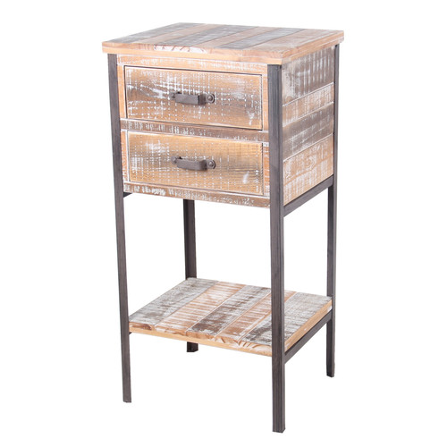2 Drawer Iron and Wood Accent Chest