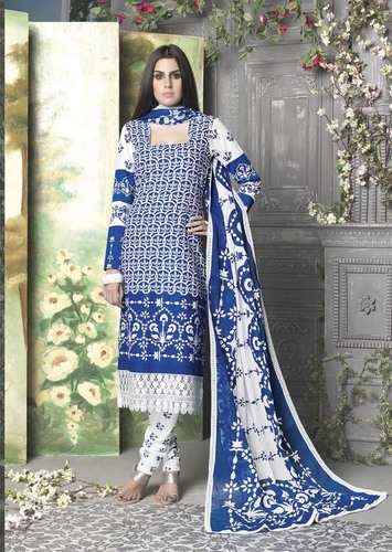 Printed Cotton Blue Special Unstitch Suits