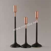 Aluminium Candle Holder In Black And Copper