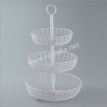 White 3 Tier Iron Basket
