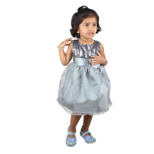 Bubu Baby Girls Grey Party Frock