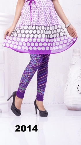 Fancy Leggings - Cotton Lycra, Full Size, Purple | Comfortable, Stylish, Stretchable, Printed