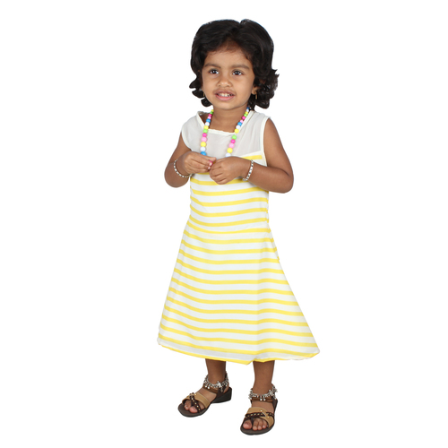 Bubu Baby Girls Striped Yellow Frock