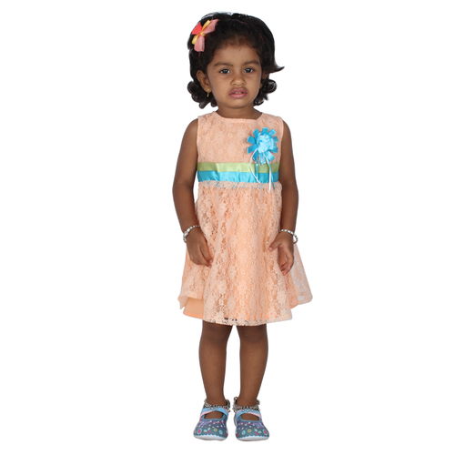 Bubu Baby Girls Peach Party Frock