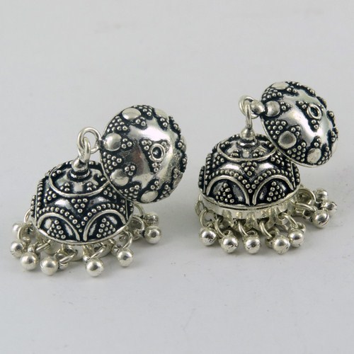 Pure Beauty Of Oxidized Plain Silver 925 Sterling Silver Earring