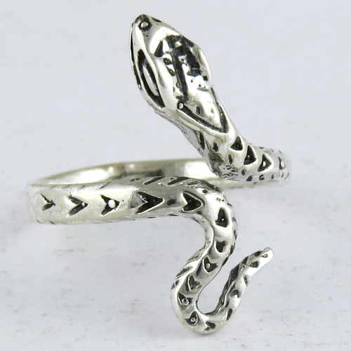Latest Oxidized Snake Design 925 Sterling Silver Ring - Adjustable Size 5.5-8.0, Oxidized Finish