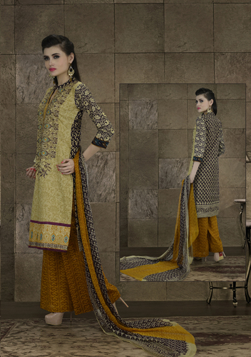 Mehendi Chiffon Dupatta Cotton Suits-06