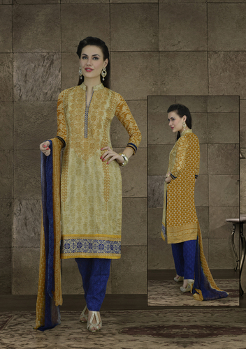 Mehendi Chiffon Dupatta Cotton Suits-07