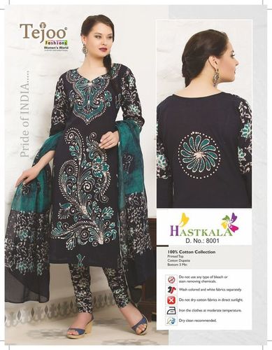 Hastkala Cotton Unstitched Batik Print Suits-01