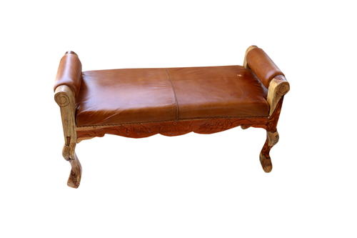 Leather 2 Seater Bench