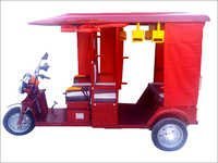 Electric Tricycle Rickshaw - Iron Body, Open Design, Red Color | High Load Bearing Capacity, Long Distance Battery Powered Transport