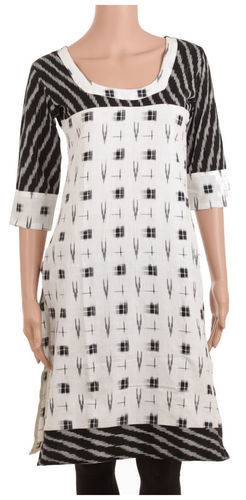 Classic Black And White Empire Cut Kurti