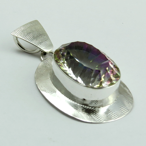 Sunrise Joy !! Rainbow Mystic Topaz 925 Sterling Silver Pendant