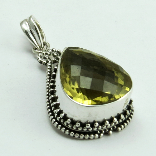 Very Beautiful Design !! Lemon Topaz 925 Sterling Silver Pendant