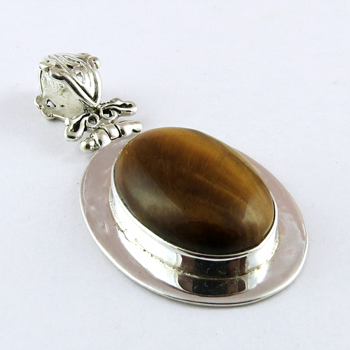 Classy Tiger's Eye 925 Sterling Silver Pendant