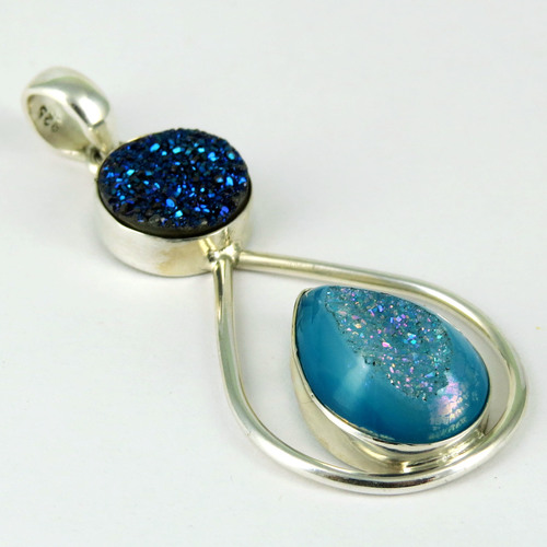 Winter Snow !! Druzy 925 Sterling Silver Pendant