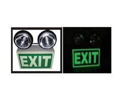 Black Emergency Light With Night Glow Signage Double Beams