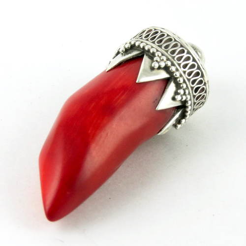 Sweet Chilli !! Coral 925 Sterling Silver Pendant