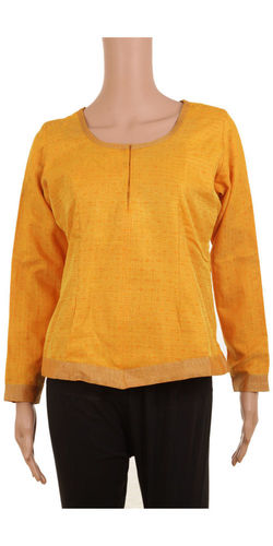 Yellow Banaras Cotton Short Top