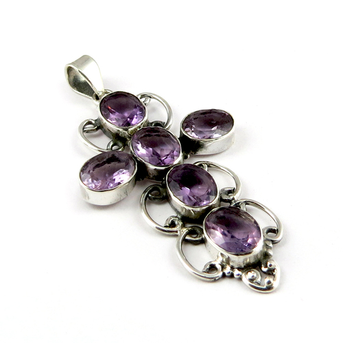 Holy Cross Amethyst 925 Sterling Silver Pendant
