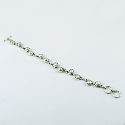 Trendy !! Pearl 925 Sterling Silver Bracelet