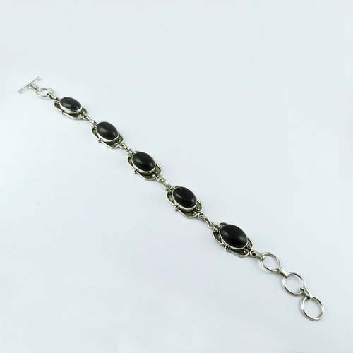 Memorial Day !! Black Onyx 925 Sterling Silver Bracelet