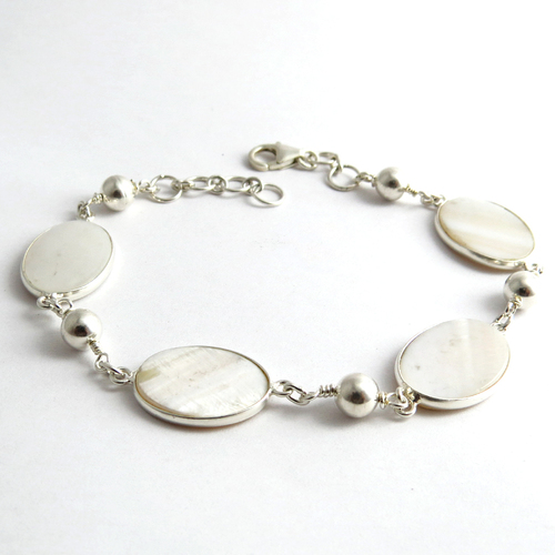 The One !! Mother Of Pearl 925 Sterling Silver Bracelet
