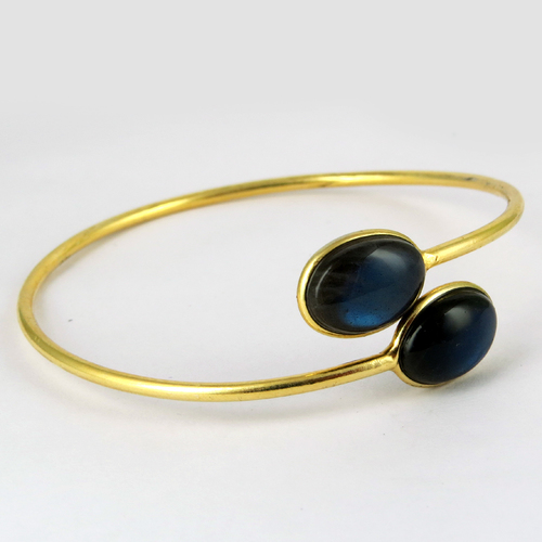 Cloud Of Desire !! Labradorite 925 Sterling Silver Bracelet With Gold Plated