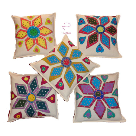 Decorative Cushion Covers - 100% Cotton, Square Shape, Embroidered Floral Patterns | Appealing Look, Exquisite Design, Colorfastness, Customized Sizes and Colors