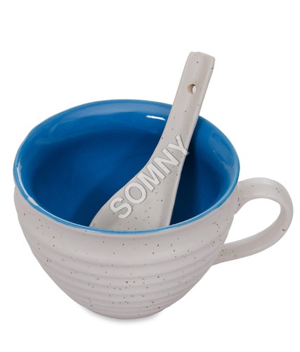 NOODLE & SOUP CUP BLUE WHITE MAT