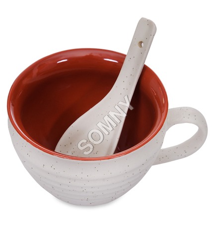 NOODLE & SOUP CUP BROWN WHITE MAT