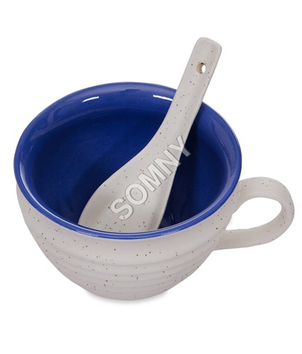 NOODLE & SOUP CUP ROYAL BLUE WHITE MAT