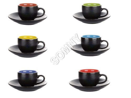 BLACK MAT ROUND CUP & SAUCER