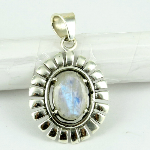 Protection !! Rainbow Moonstone 925 Sterling Silver Pendant