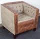 Single Seater Sofa - Leather, Wood, 36x36x36 inches, Beige | Comfortable Seating, Stylish Design, Durable, Easy Cleaning, Wooden Frame and Legs, 1 Year Warranty